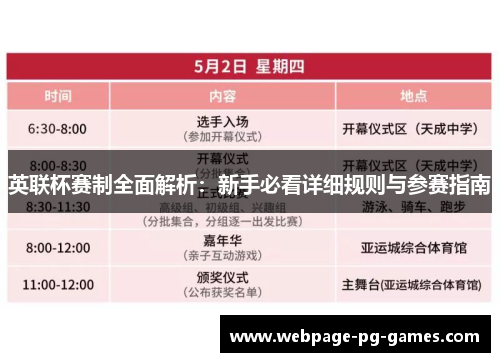 英联杯赛制全面解析:新手必看详细规则与参赛指南 英联杯赛制全面解析:新手必看详细规则与参赛指南